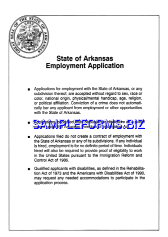 State of Arkansas Employment Application pdf free